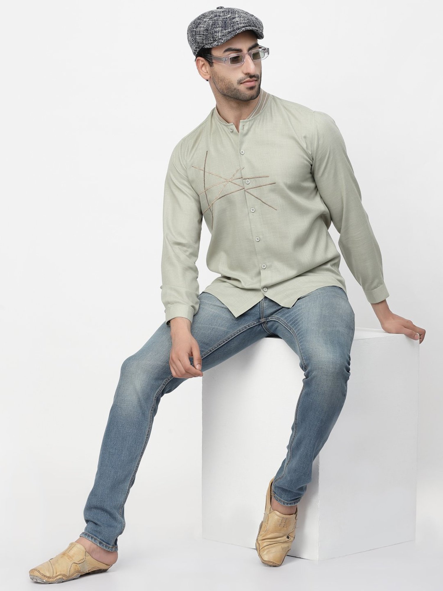 Lela Green Regular Fit Self Design Shirt