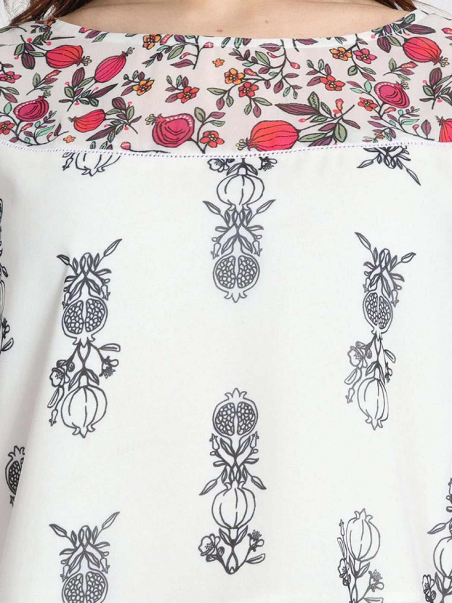 SHAYE White & Pink Printed Top