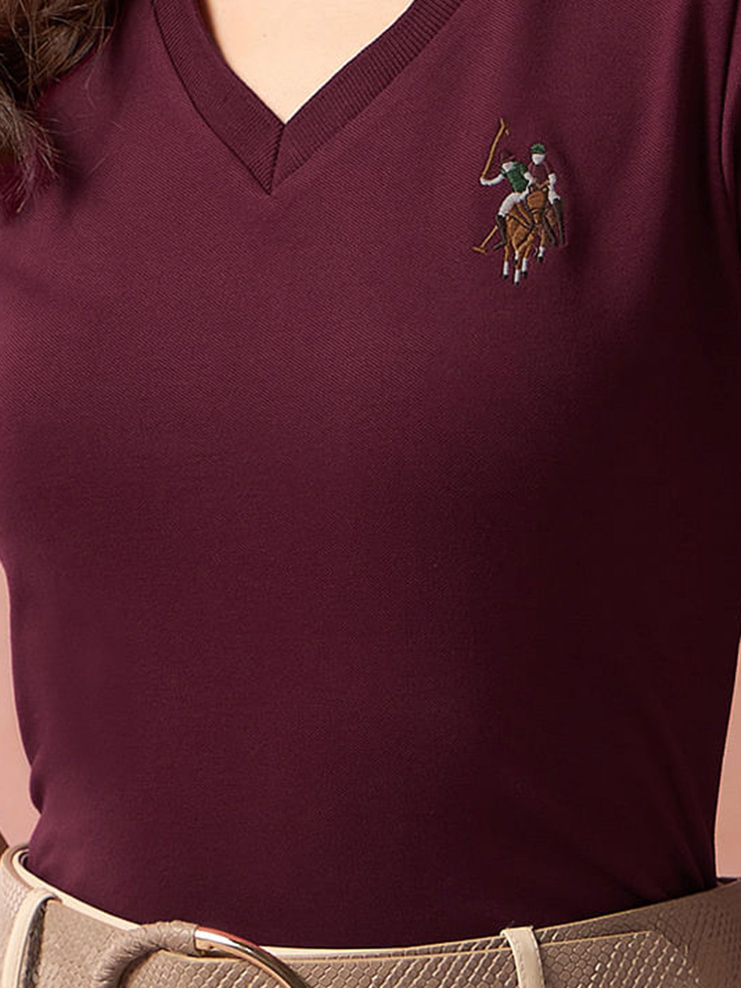 U.S. Polo Assn. Maroon Logo Print Polo T-Shirt