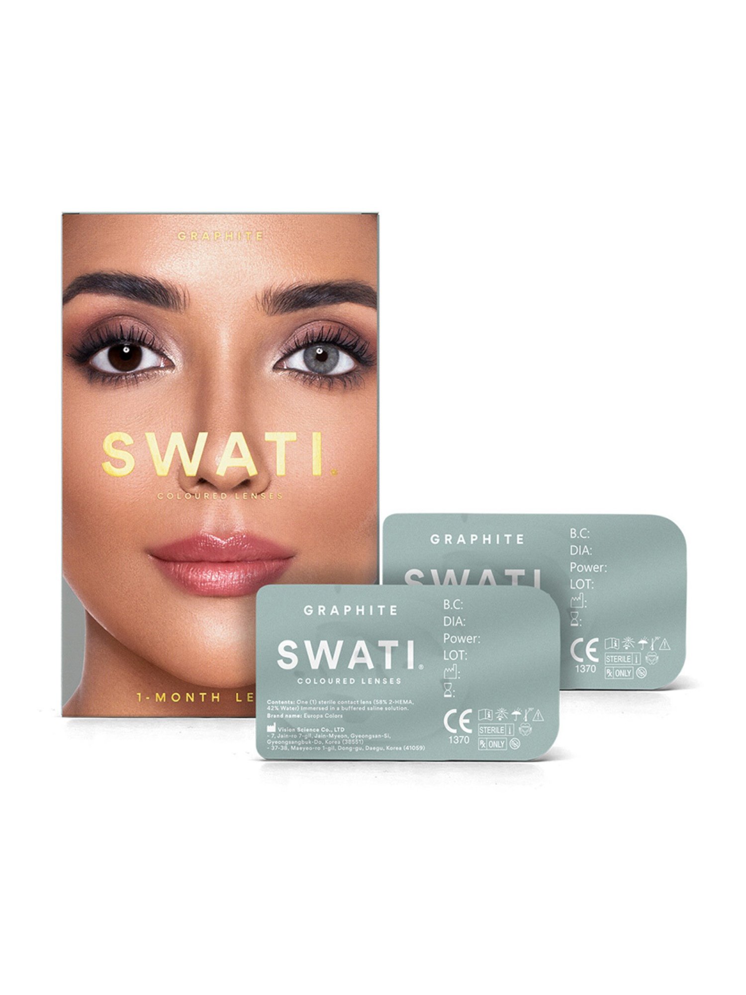 Swati Cosmetics Coloured Contact Lenses - Graphite (1 Month, Power -0.50)
