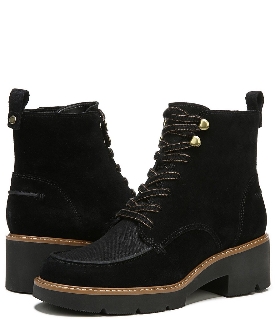 Naturalizer Dara Water Repellent Canvas And Leather Lace-Up Moto Booties