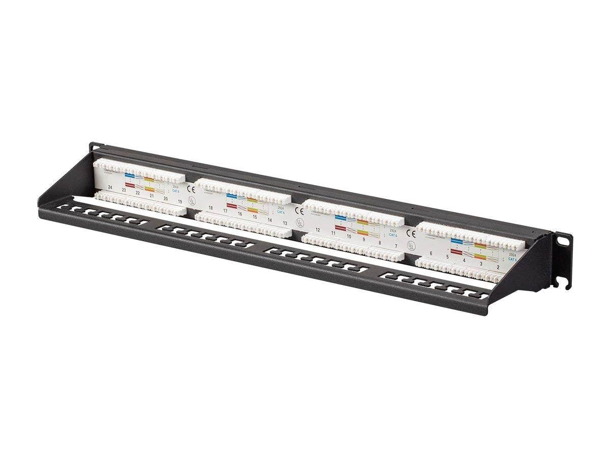DP-iot 24-Port Cat6 Unshielded Wallmount or Rackmount Patch Panel, Compatible with Cat 3/4/5/5e/6 Cabling