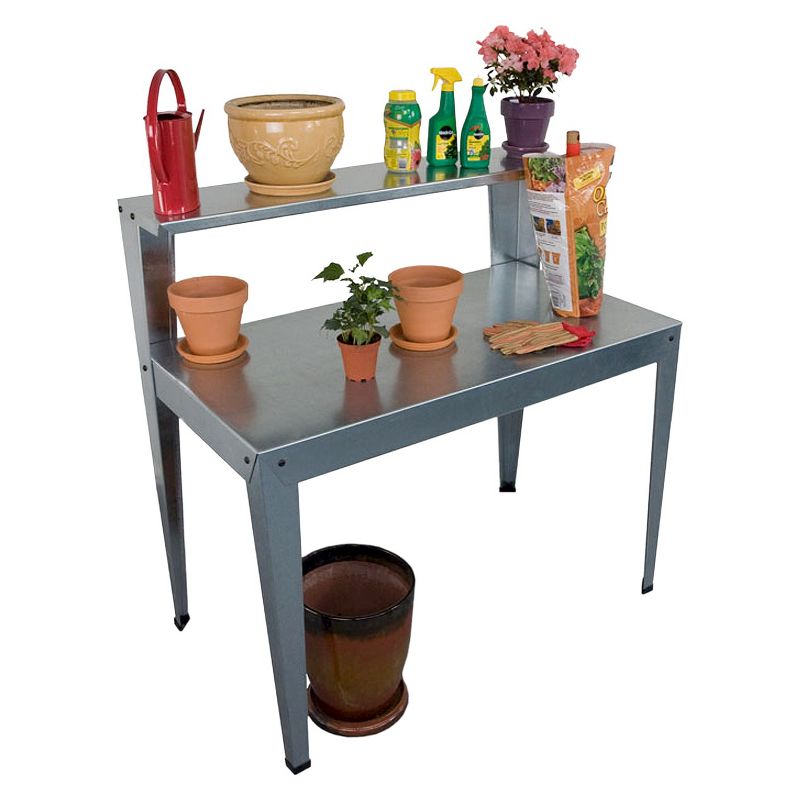 Galvanized Potting Bench Gray - Poly-Tex