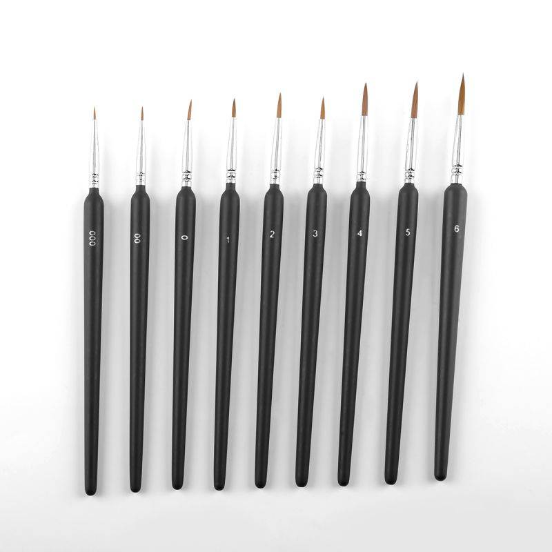 9 Pcs Miniature Paint Brush Set Professional Weasel Hair Fine Detail Art Nail Model