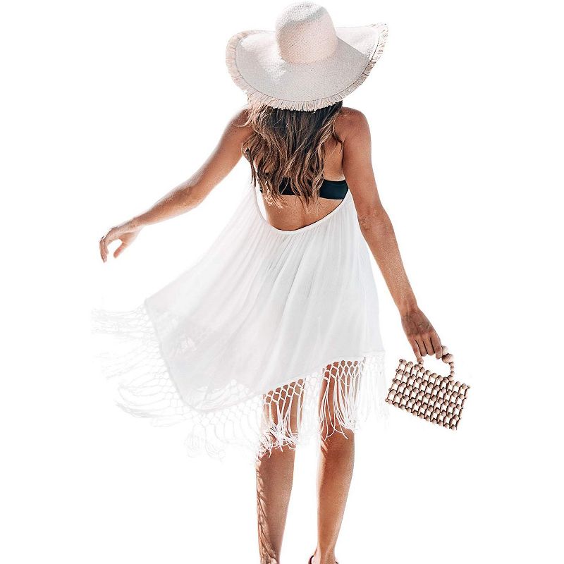 Women's White Backless with Tassels Cover Up - Cupshe  - One Size Fits Most, White