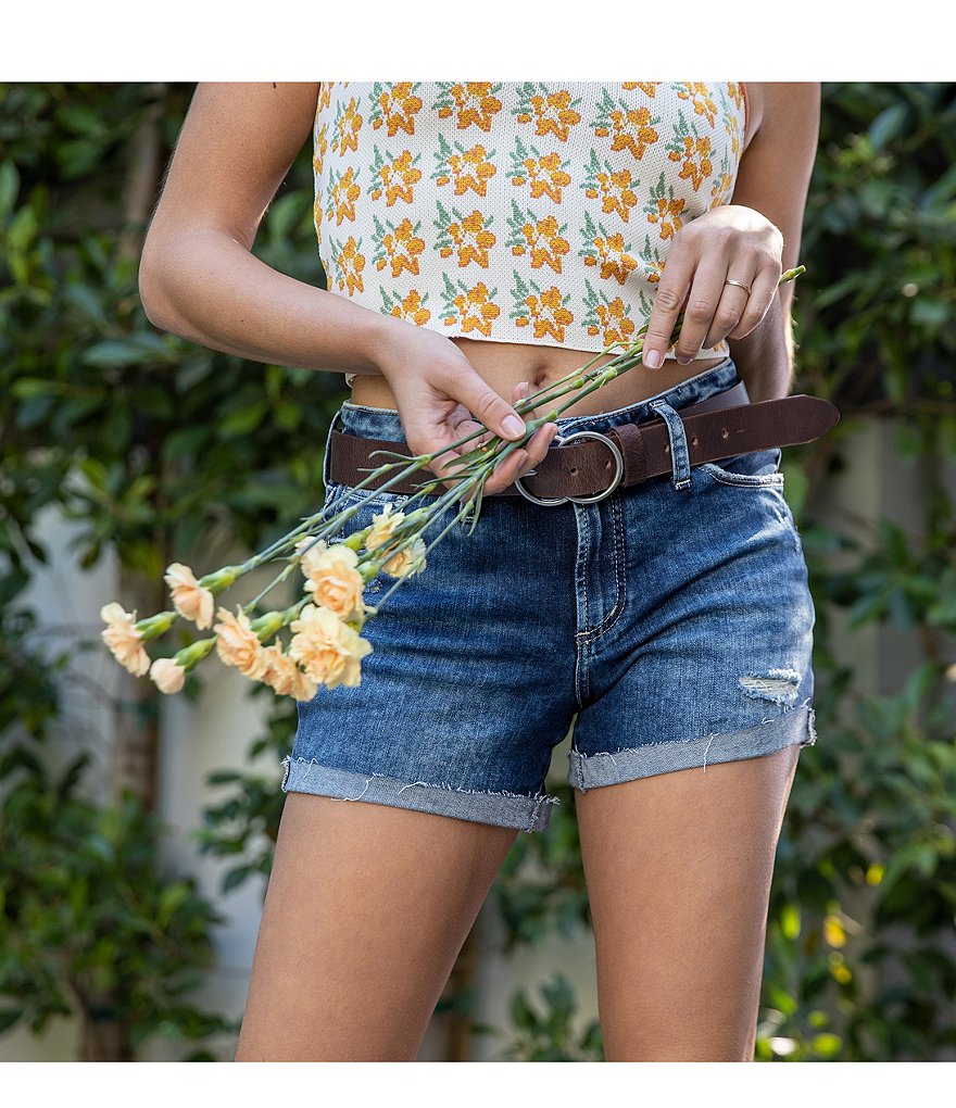 Celebrity Pink High Rise Destructed Frayed Hem Denim Shorts
