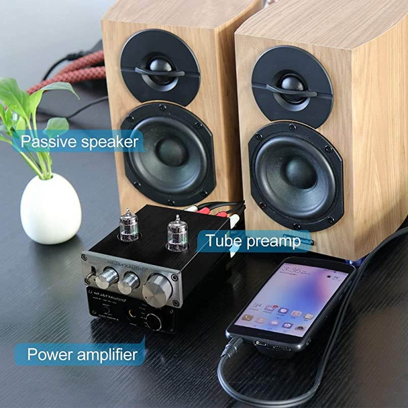 Home Audio GE5654 Tube PreampSound Quality Upgrade Electronic HiFi Stereo Vacuum Tube Preamplifier with Bass Treble Control DC12V Power Supply for Home Audio Player Silvery