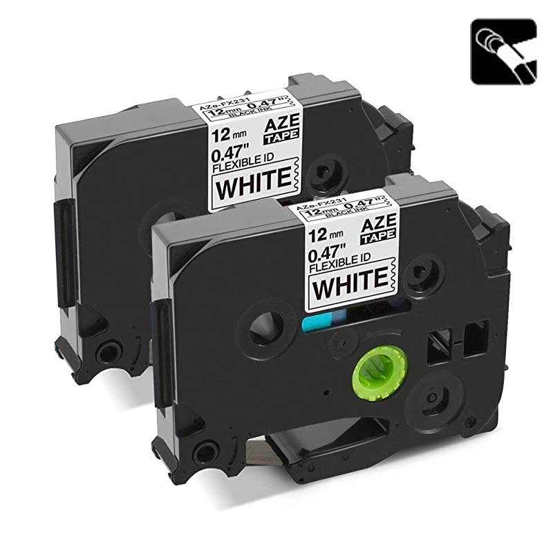 Compatible Label Tape Replacement for Brother TZe-S231 TZeS231 Extra-Strength Adhesive Laminated, for Brother PTD210 PTD400 PTH110 PTD600 Label Maker (Black on White, 1/2 Inch), 2-Pack