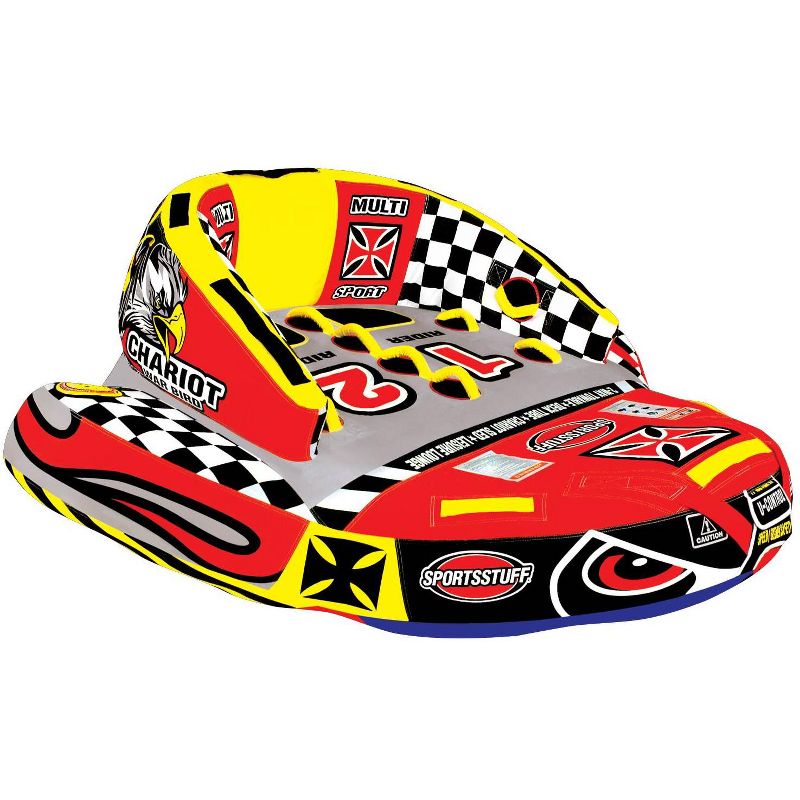 SportsStuff Chariot Warbird 2 Towable 2 Rider Water Tube with 110V Electric Pump