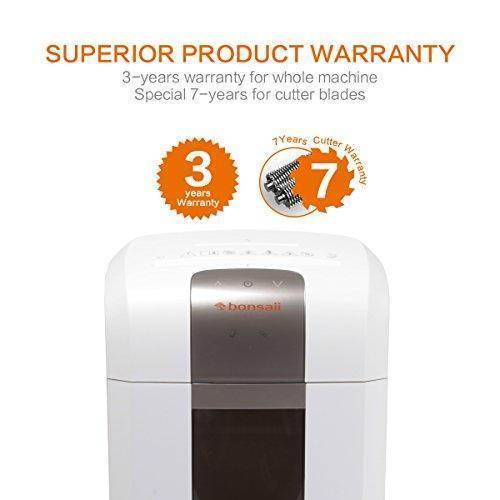 Bonsaii 4S23 8-Sheet Micro-Cut Shredder P-5 Security, Thermal Protection 6 Gallons Wastebasket, 4 Casters with 120 Minutes Running Time