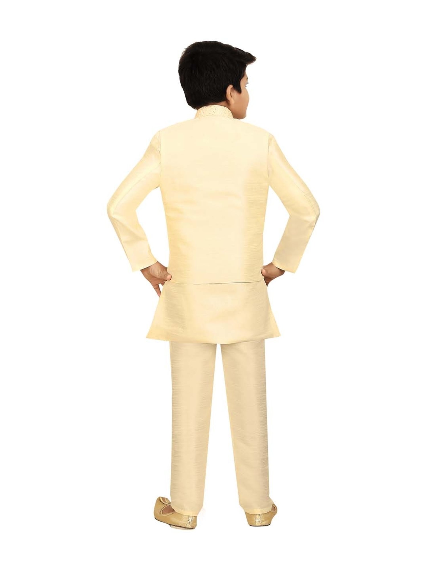 Ahhaaaa Kids Cream Sequence Kurta Set