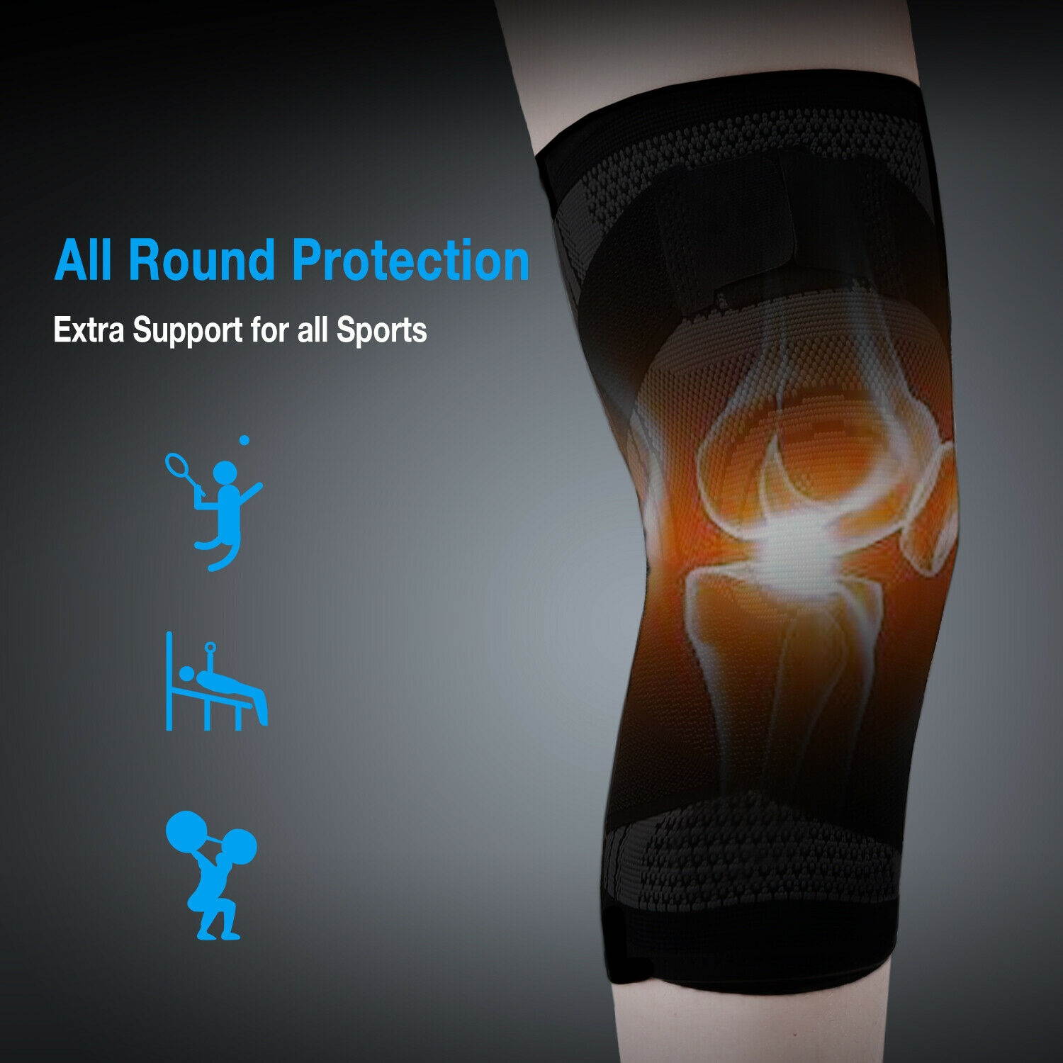 Copper Compression Knee Sleeve Brace Patella Support Fit Sports Gym Joint Pain