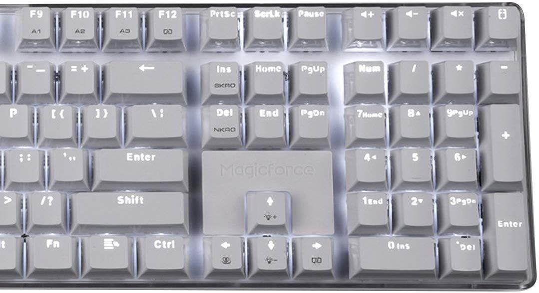 Happy Deals 20% Off Qisan Mechanical Keyboard Wired Gaming Keyboard Red Switch 100% Full Size 108 Keys GATERON Switch with White Backlight Case White Magicforce