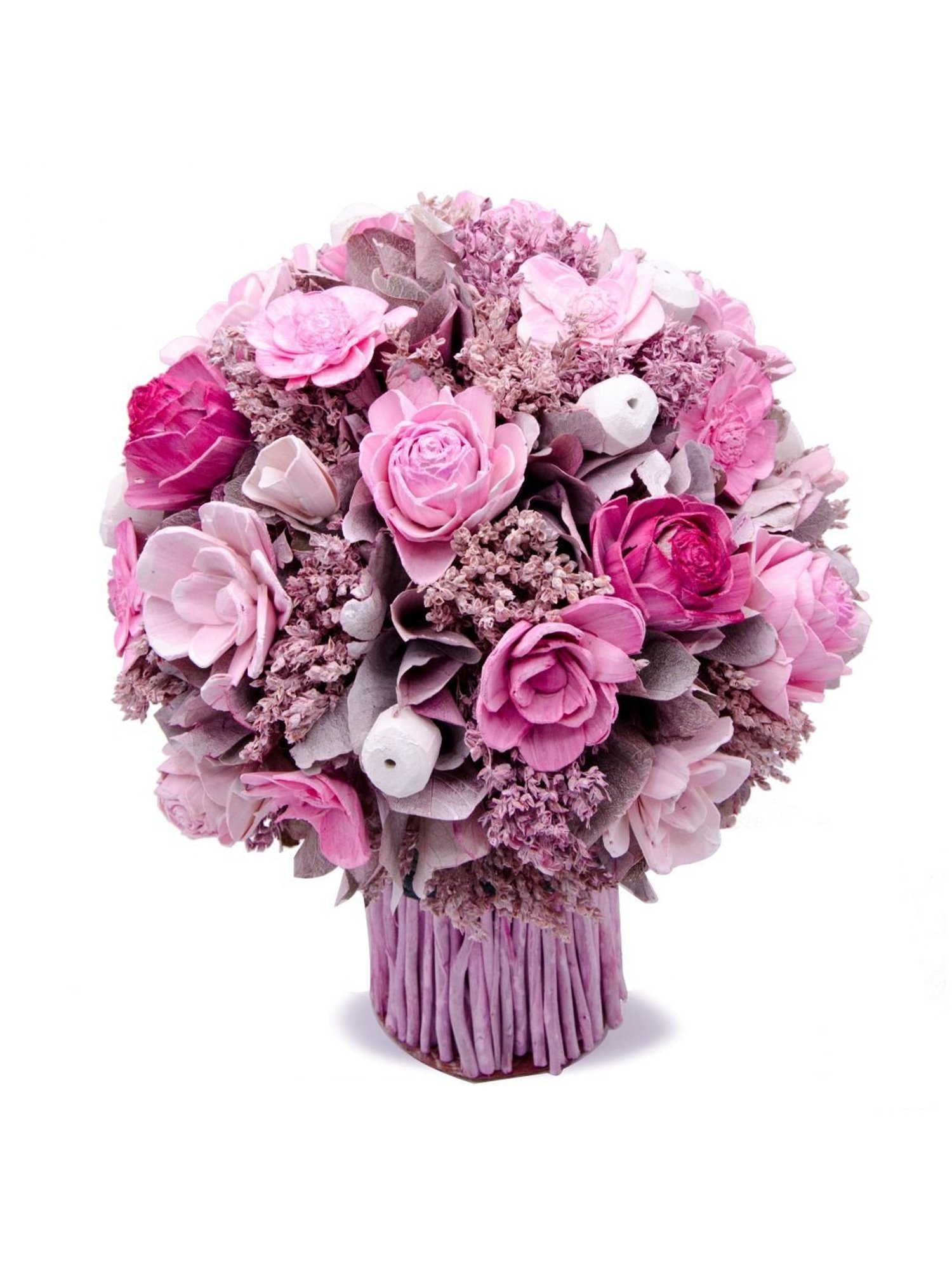 IRIS Pink Dry Flower Bouquet with Fragrance Spray Bottle