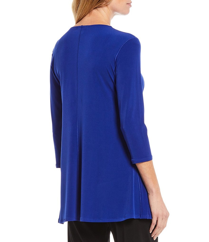 Eva Varro Five Beams Crew Keyhole Neck 3/4 Sleeve Tunic