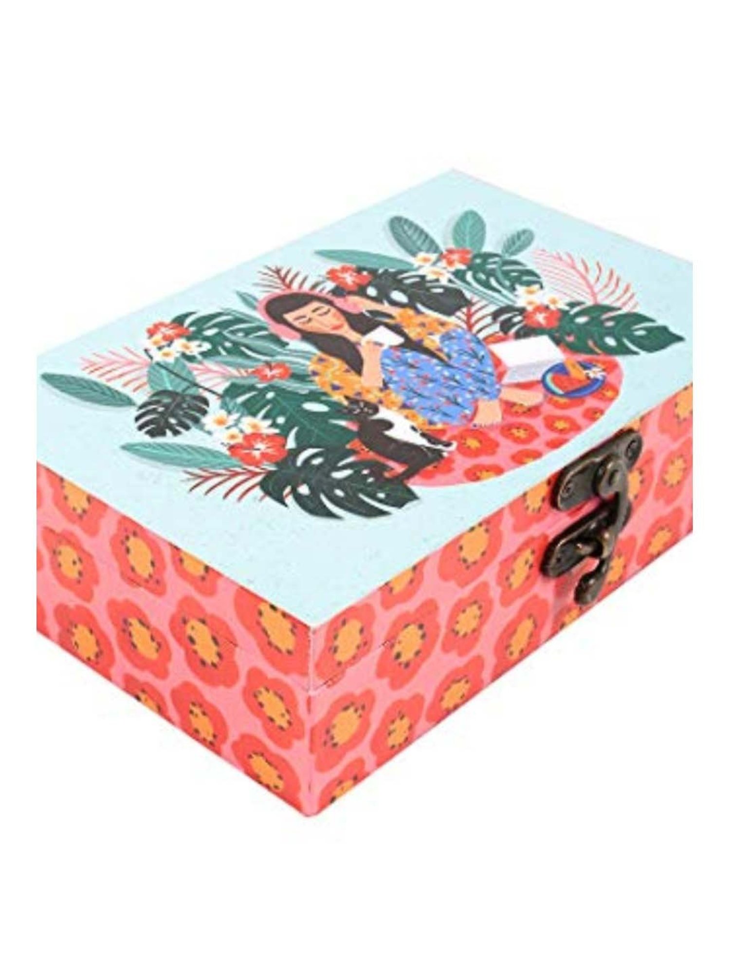 Chumbak Live Slow Pink & Blue MDF Storage Box - Set of 1