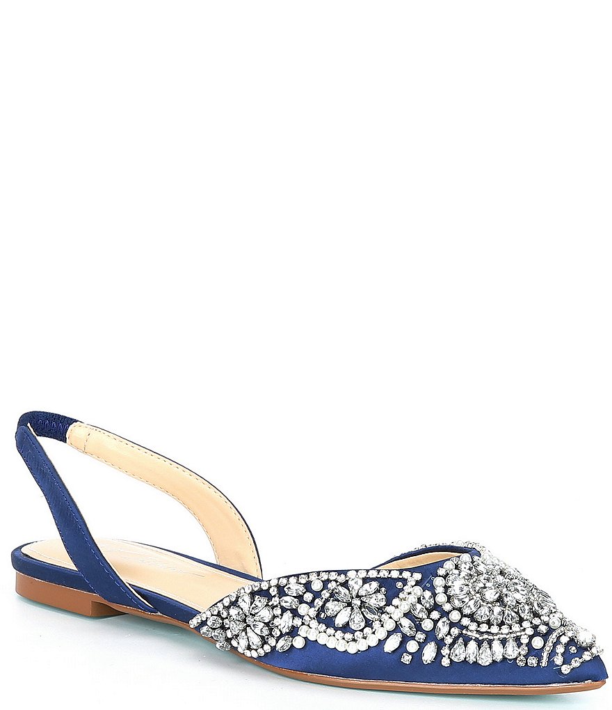 Blue by Betsey Johnson Molly Rhinestone Slingback Dress Flats