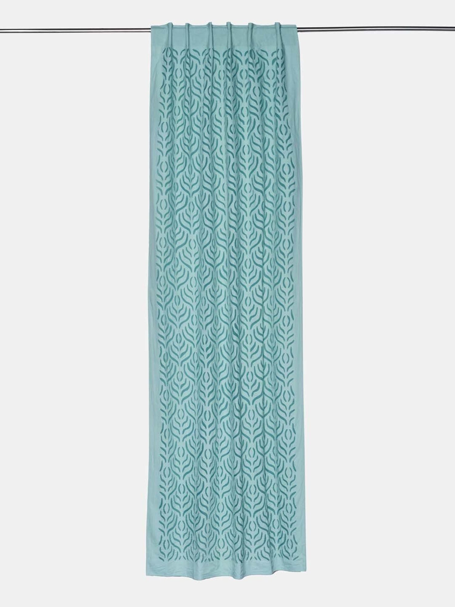 Fabindia Home 'Marika Raima' Teal Blue Cotton 5 ft Window Curtain - Single Piece