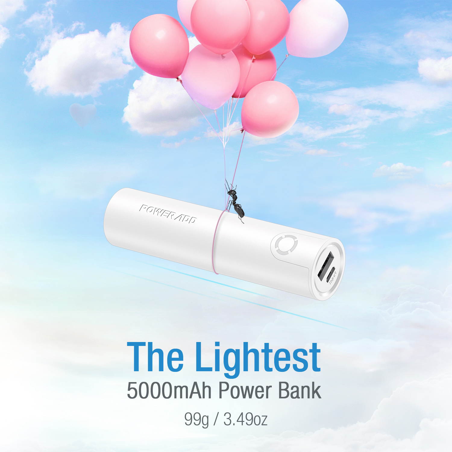 Poweradd Power Bank EnergyCell 5000 High-Speed Charging Portable Charger 5000mAh Slim External Battery with 2.4A Output, for iPhone XS, Samsung S9 Cell Phone, Pink