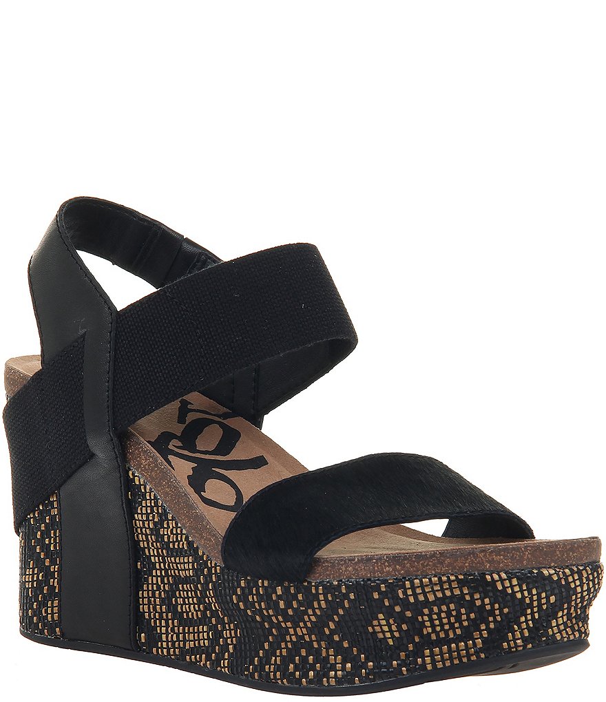OTBT Bushnell Haircalf Geometric Print Platform Wedges