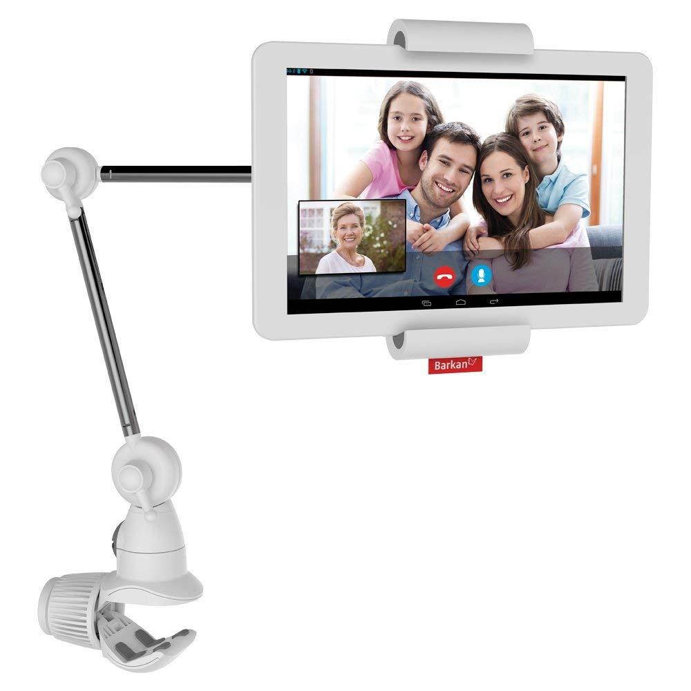 Barkan Tablet Mount Stand for Universal Tablets - White and Silver