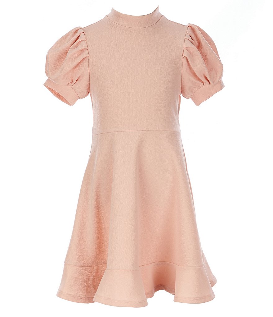 Poppies and Roses Big Girls 7-16 Puff-Sleeve Flounce-Hem Fit-And-Flare Dress