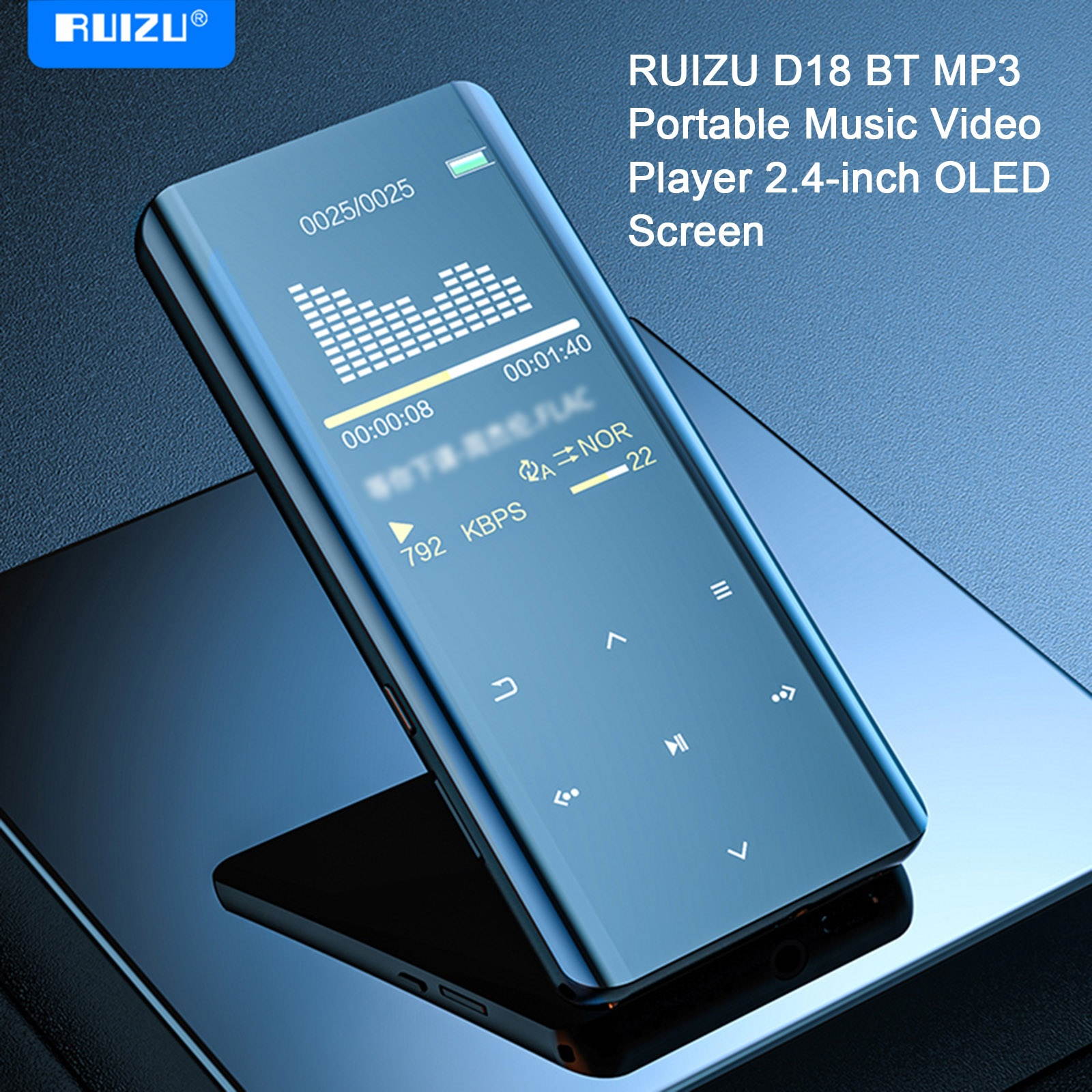 RUIZU D18 BT MP3 Portable Music Video Player Lossless HiFi Sound Music Player 2.4-inch OLED Screen with Speak