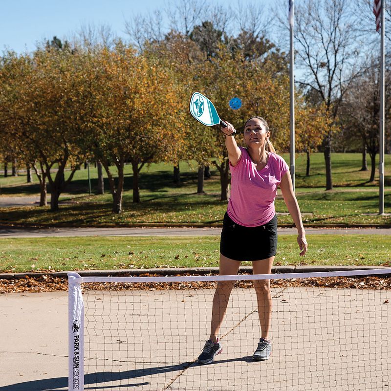 Park & Sun Sports 21 Inch Portable Pickleball and Tennis Play Outdoor Game Net & Set with 2 Paddles, 3 Plastic Balls, and Carrying Travel Case