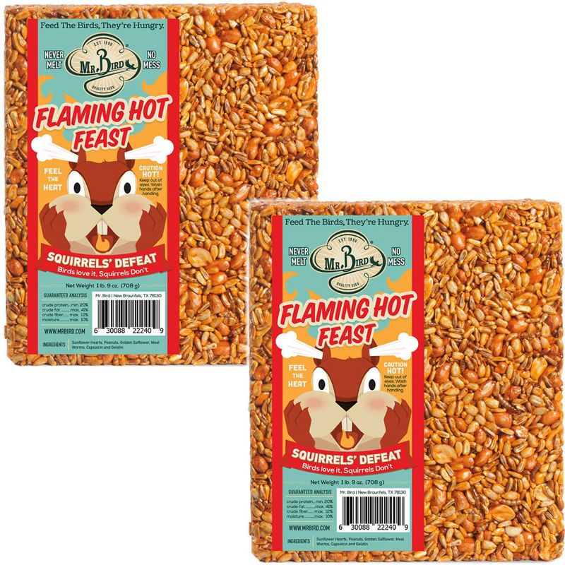 Home & Garden 7.25" Flaming Hot Feast Large Cakes Set / 2 Bird Feed No Mess Mr Bird  -  Bird And Wildlife Food