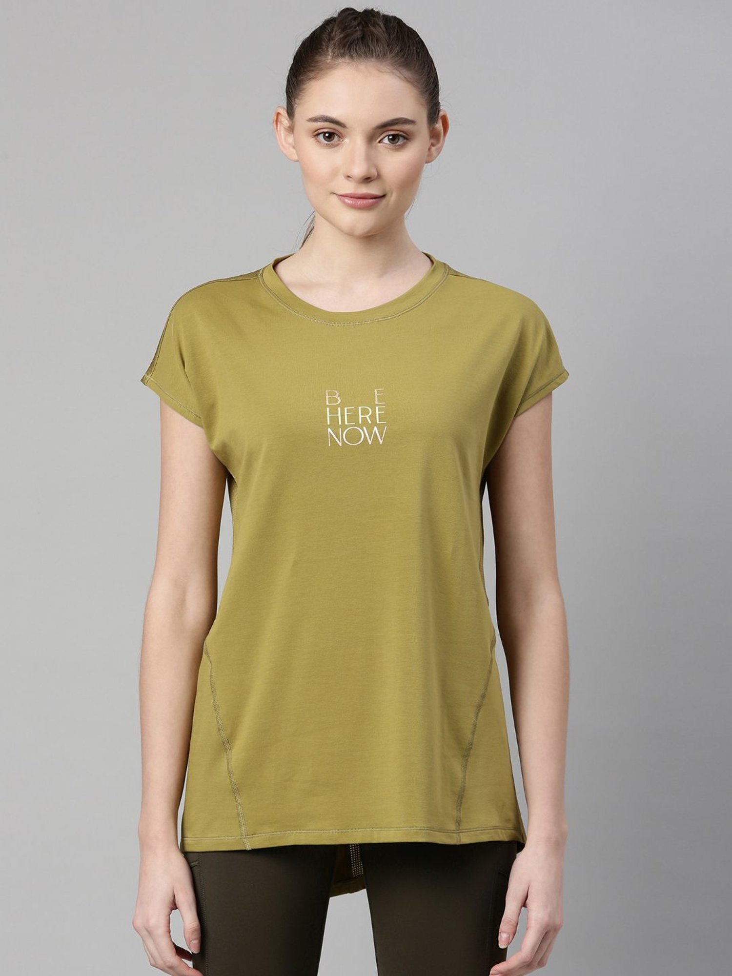 Enamor Green Cotton Graphic Print Sports T-Shirt