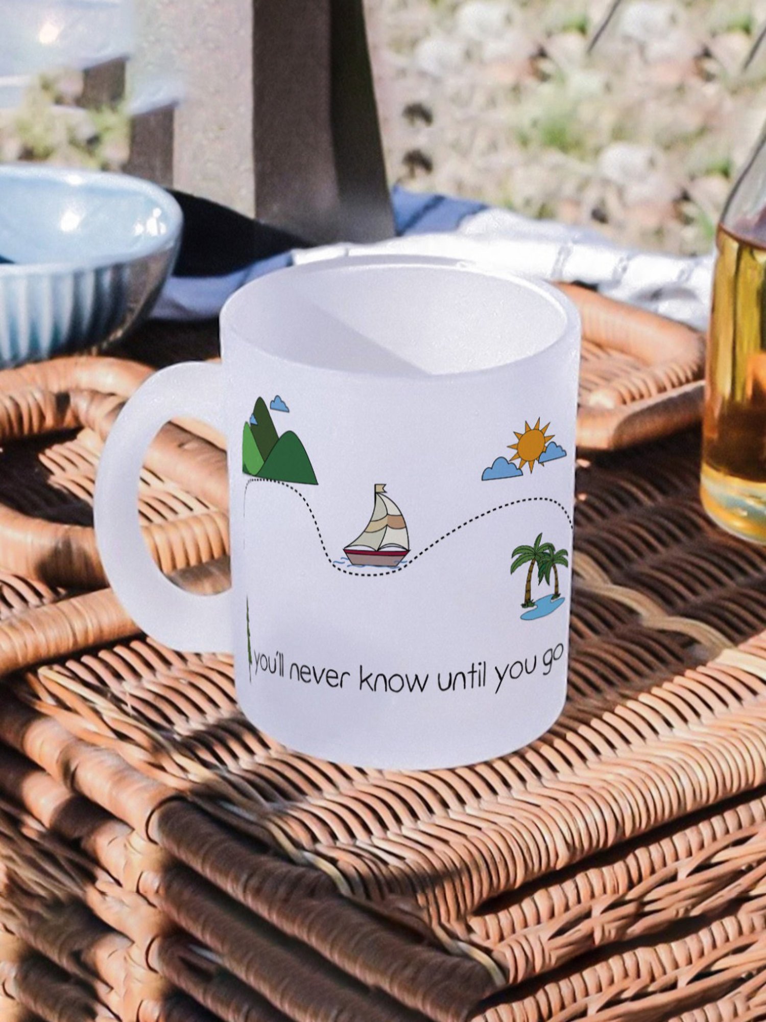 Gathari Aesthetic White Glass Frosted Coffee Mug