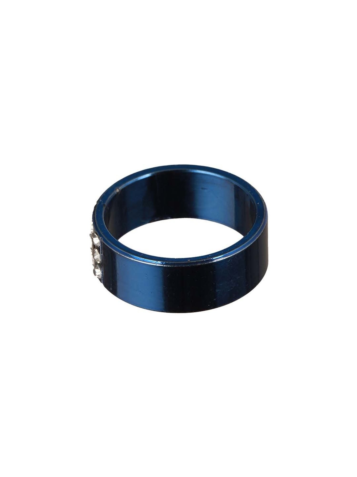 Bold by Priyaasi Blue AD Studded Band Style Ring for Men