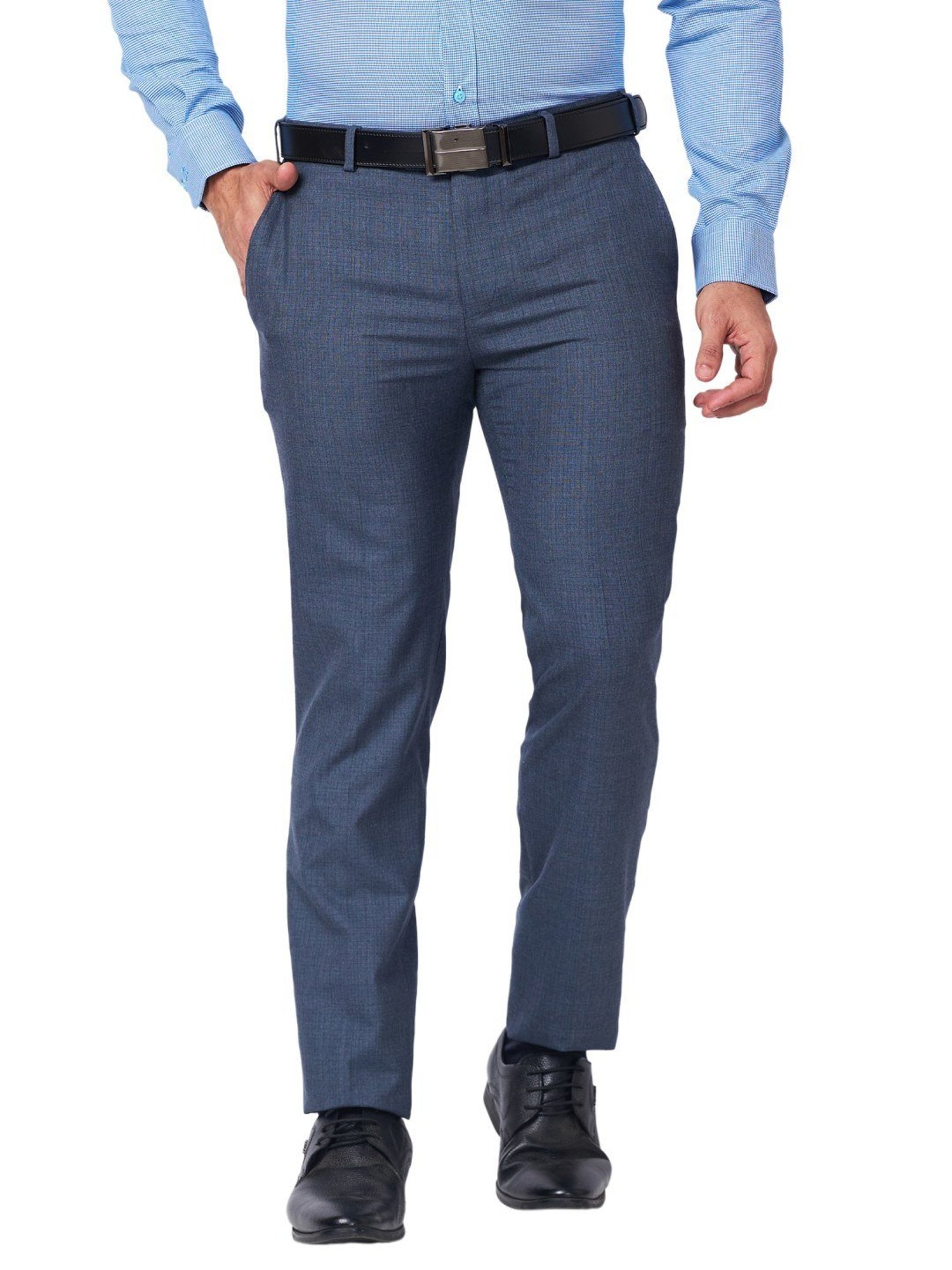 Raymond Blue Slim Fit Checks Trousers