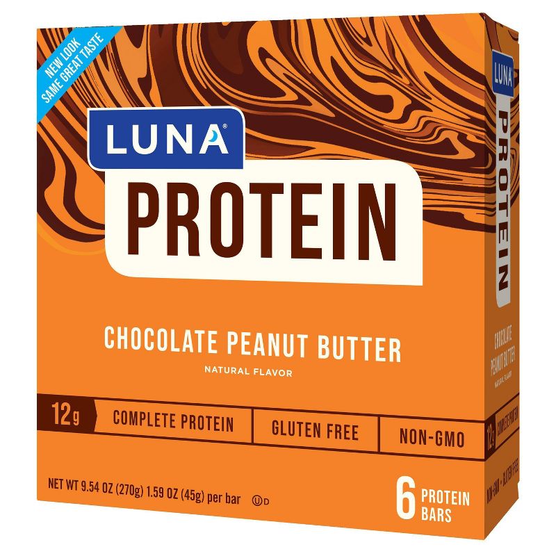 LUNA Protein Chocolate Peanut Butter Nutrition Bars - 6ct