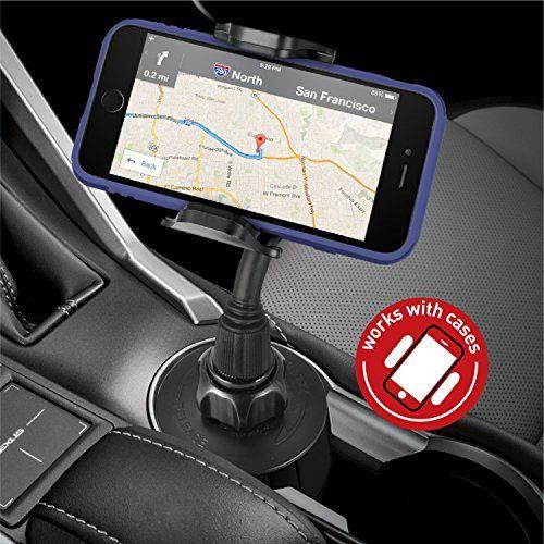 Macally Extra-Long Adjustable Automobile Cup Holder Mount for Smartphones and most GPS MCupXL
