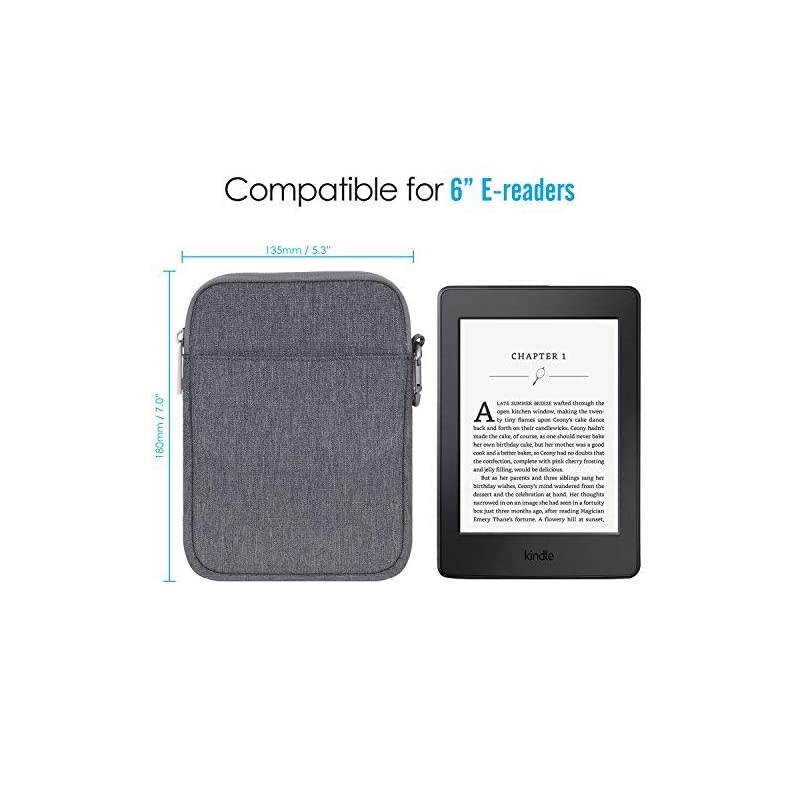 6 Inch Kindle Sleeve Case Fits for All-New Kindle 10th Generation 2019/Kindle Paperwhite 2018, Nylon Cover Pouch Bag for Kindle Voyage/Kindle (8th Gen, 2016)/Kindle Oasis 6" E-Reader, Dark Gray
