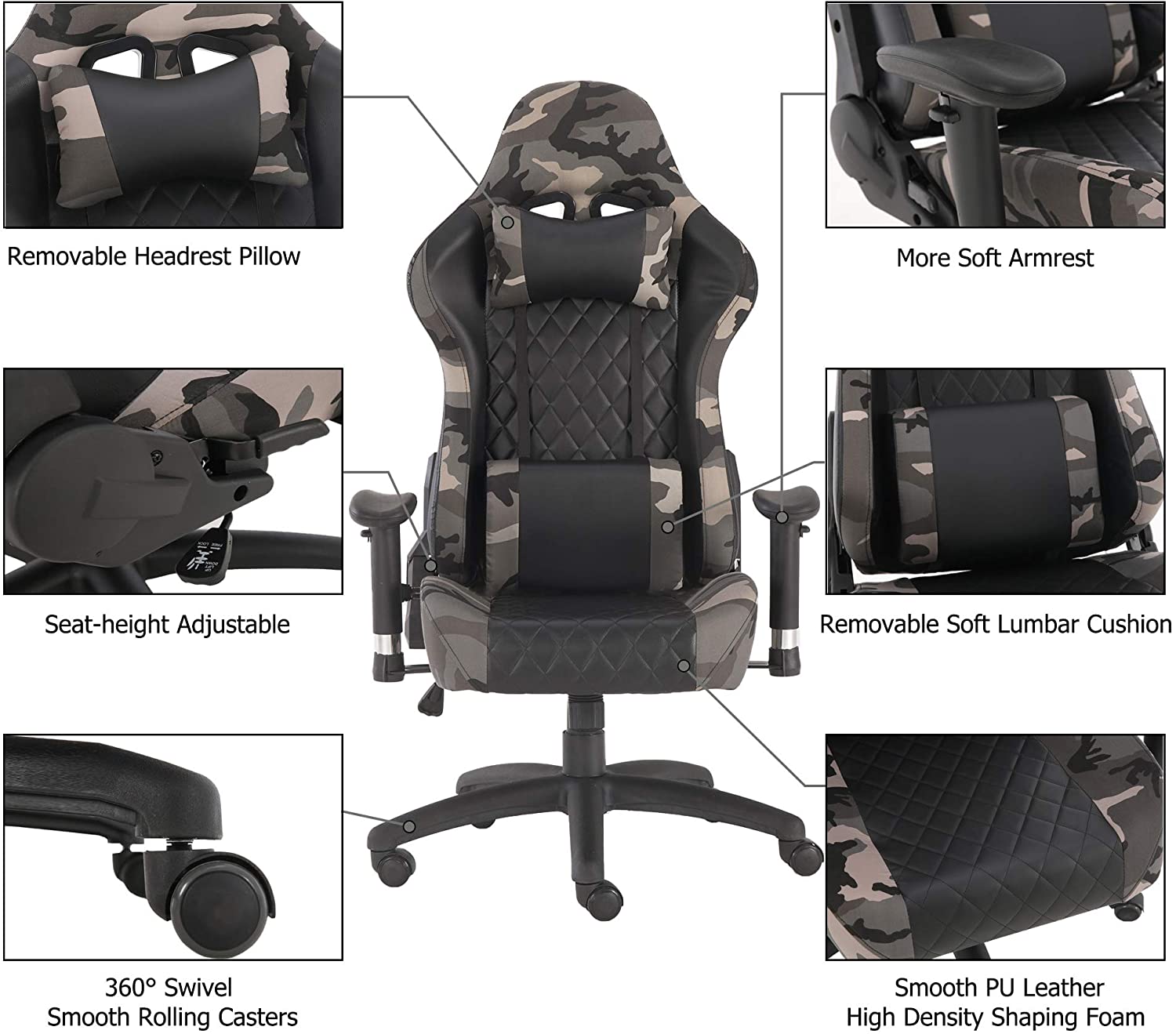 Office Chairs, Office Swivel Chairs, with headrest and Lumbar Pillow