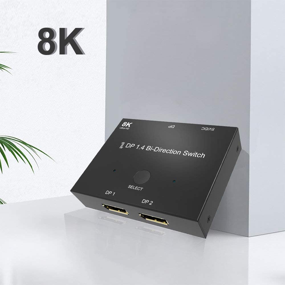 DisplayPort 8K DP 1.4 Switch Bi-Direction 8K 30Hz 4K 120Hz Splitter Converter for Multiple Source and displays.