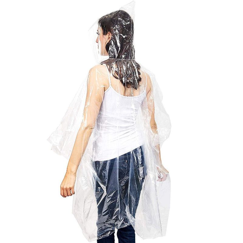 Juvale 10 Pack Rain Ponchos for Adults, Clear Disposable Emergency for Women, Men