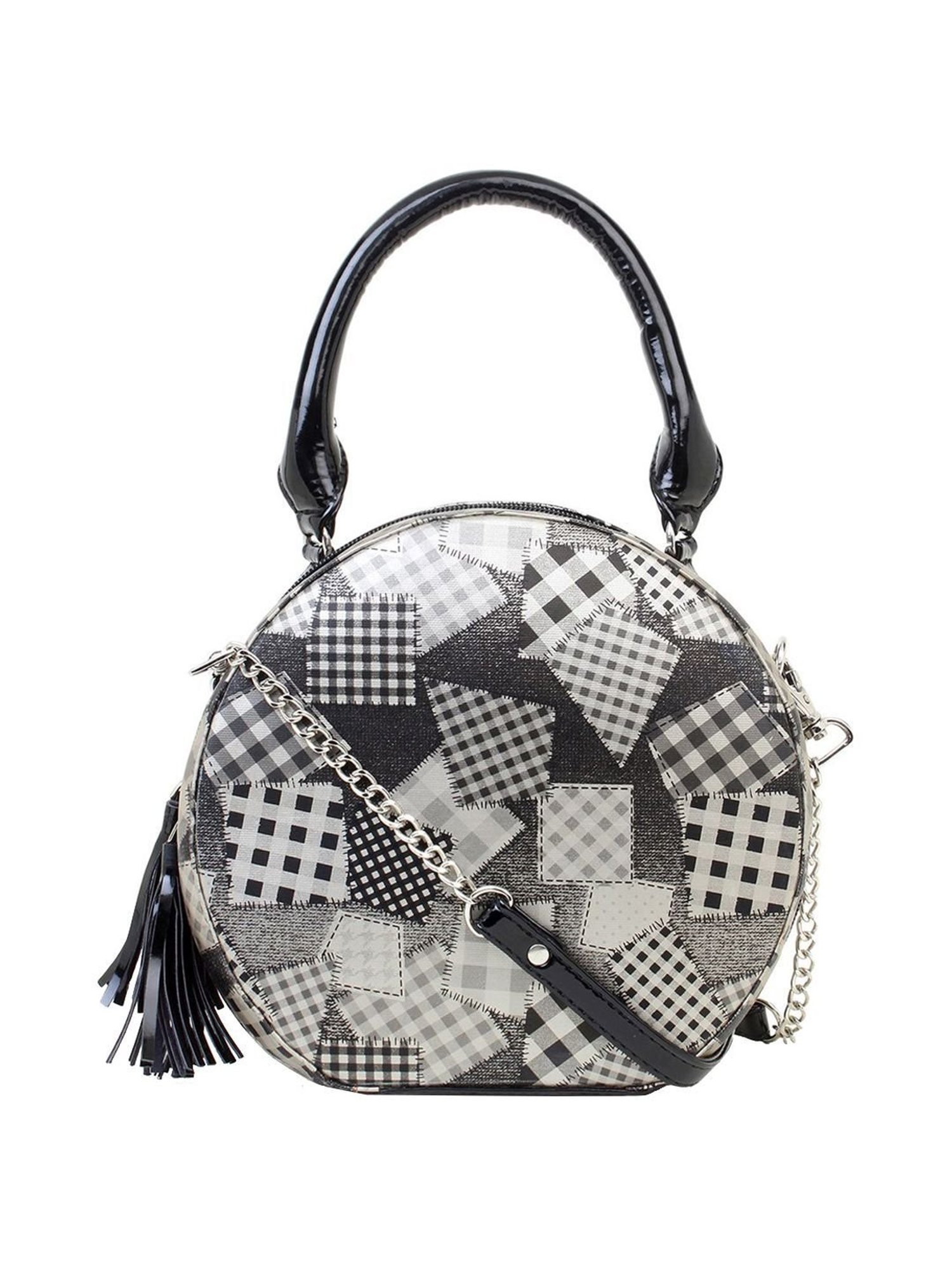 Spice Art Black Printed Medium Handbag