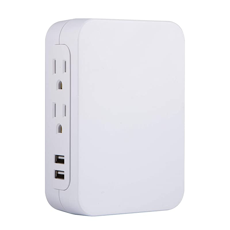 USB Charging Sur Protector 5 Outlet 2 USB Ports Wall Charr Fast Char Side Access 24A 560 Joules Protection Rating White Finish 38314