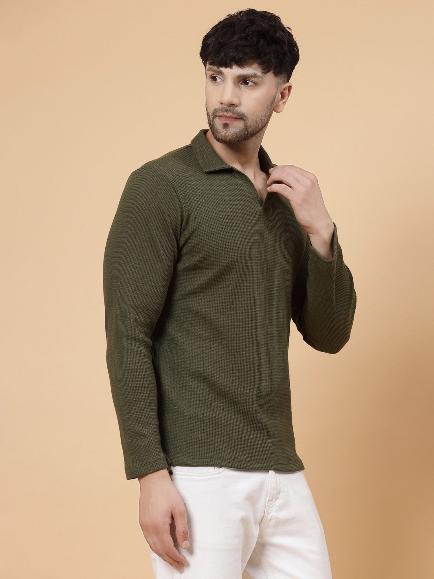 Rigo Olive Regular Fit Printed Polo T-Shirt