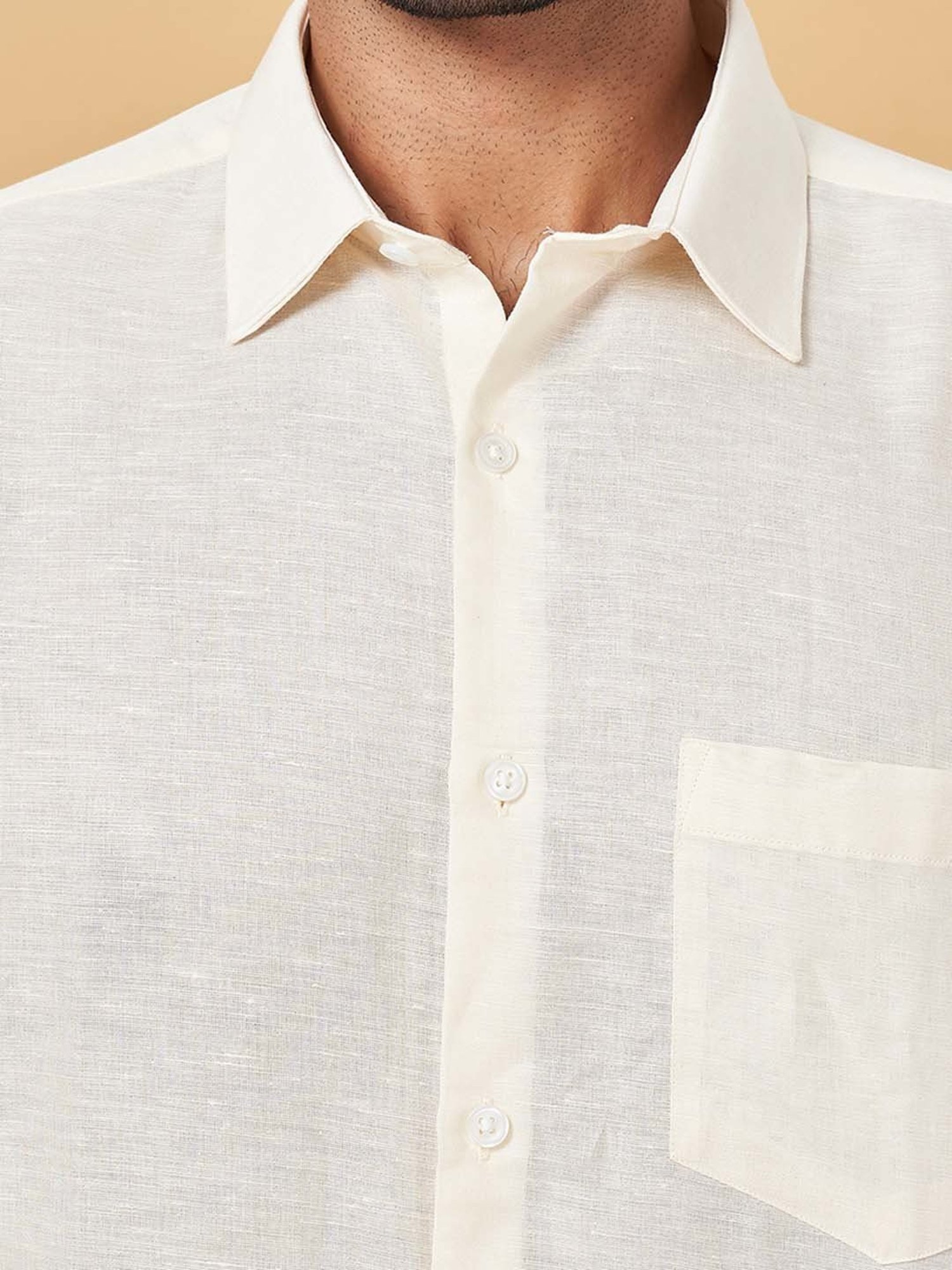 Peregrine by Pantaloons Light Yellow Regular Fit Shirt