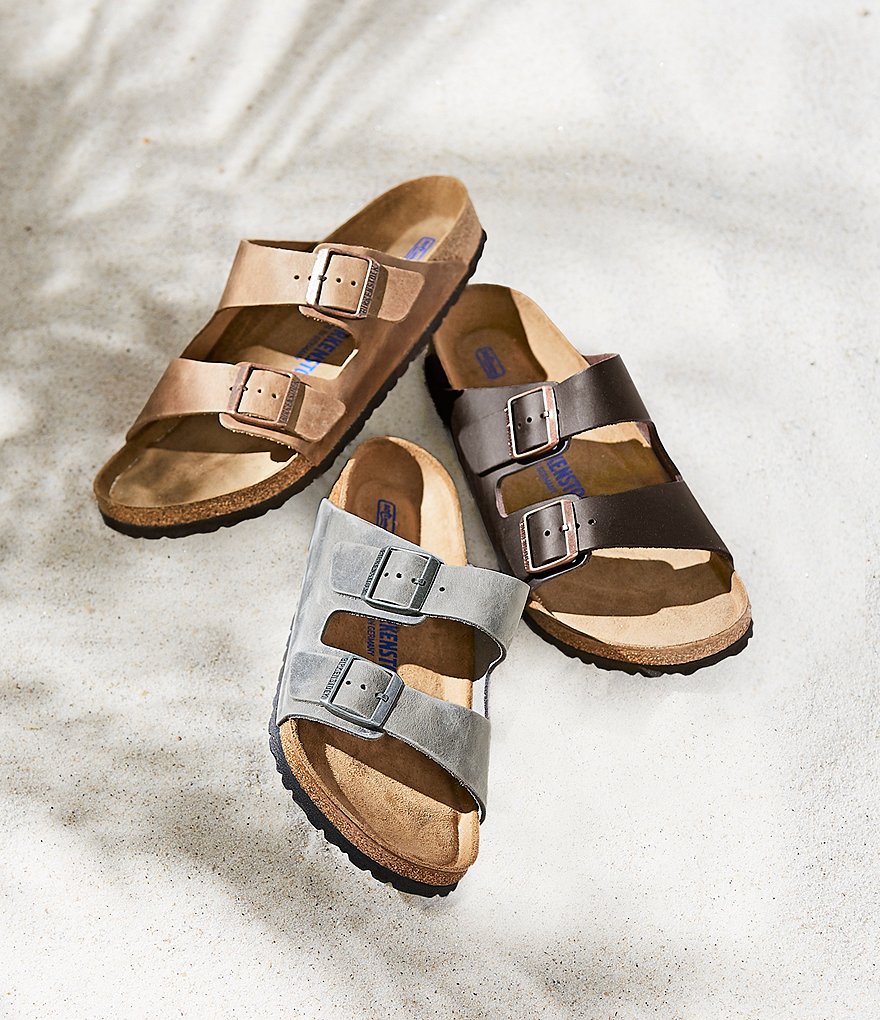 Birkenstock Arizona Men's Oiled Leather Soft Footbed Slip On Sandals