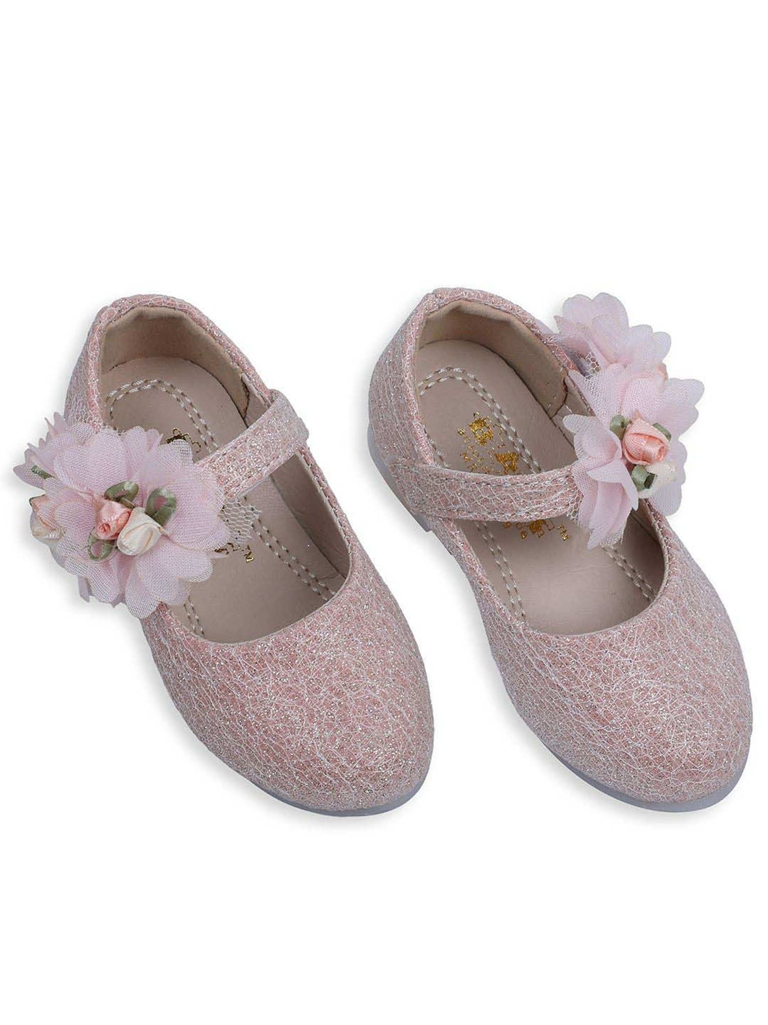 Baby Moo Kids Pink Bash Floral Shimmer Mary Jane Shoes