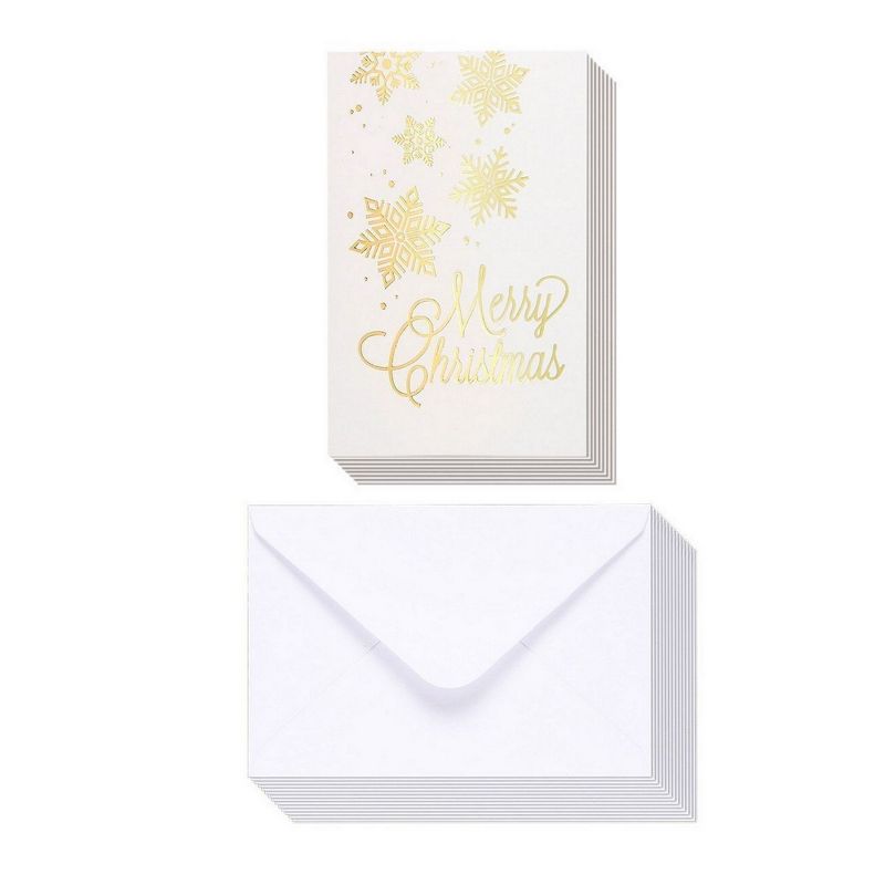 Best Paper Greetings 48-Pack Merry Christmas Greeting Cards Bulk Box Set - Xmas Gold Foil Design, With Envelopes, 4x6"