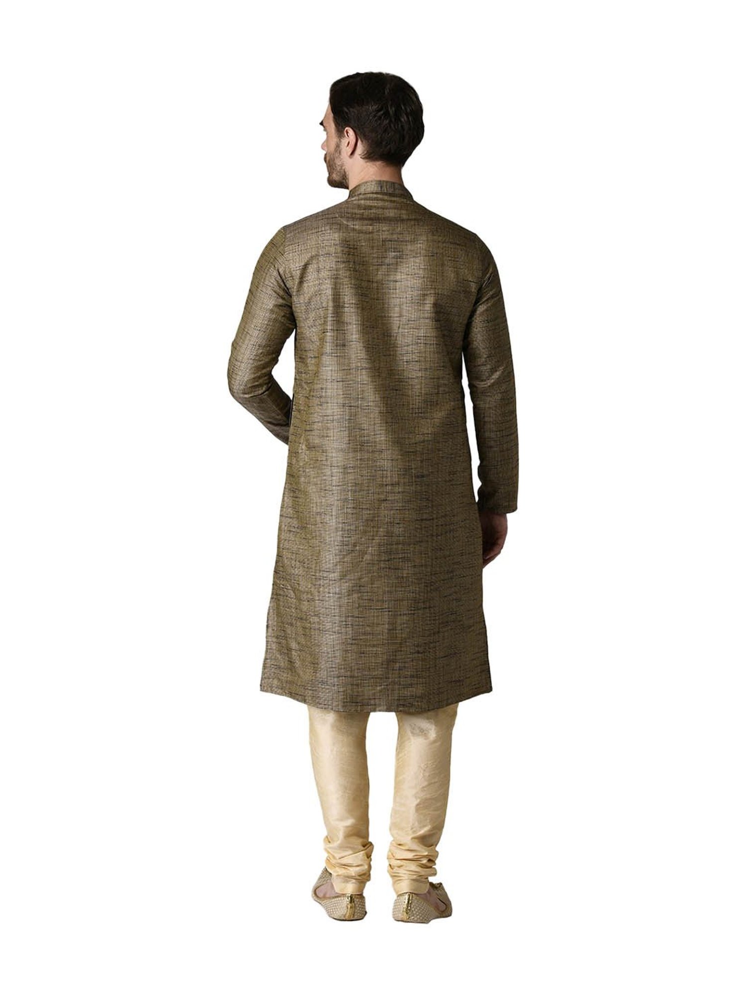 Tabard Black & Beige Solid Regular Fit Kurta & Churidar Set