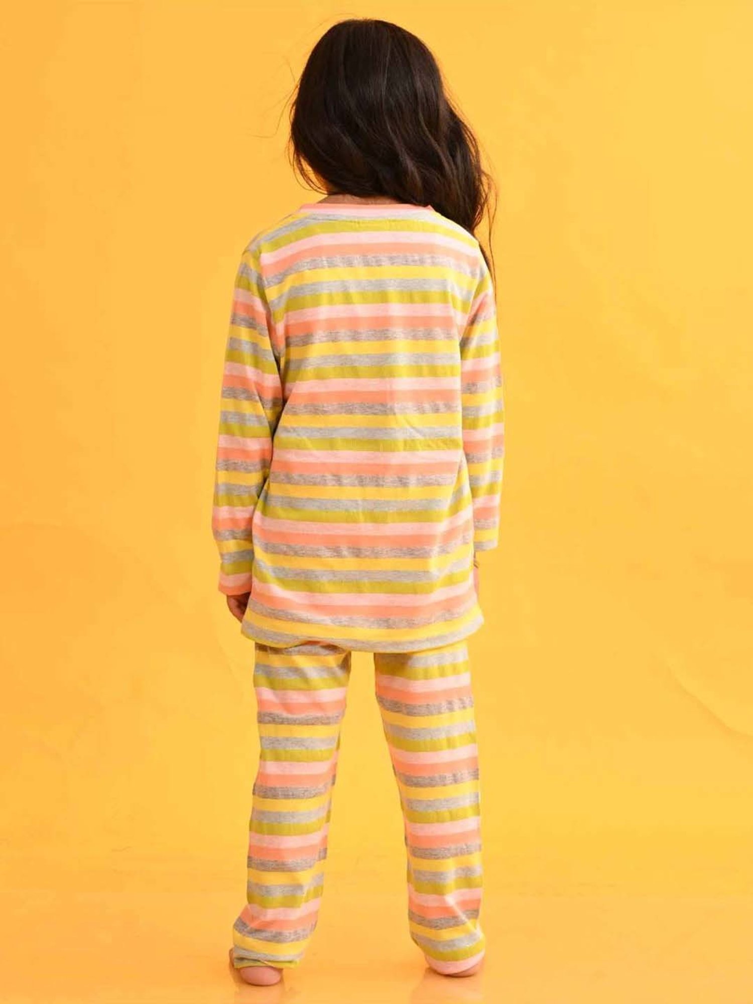 Anthrilo Kids Multicolour Cotton Striped Full Sleeves T-Shirt & Trouser