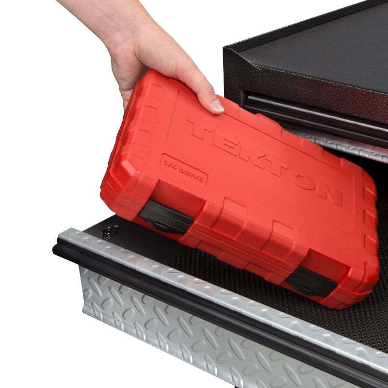 TEKTON SKT05302-D 55-Piece 0.25-Inch Drive 12-Point Universal Imperial Metric Socket and Ratchet Tool Set (5/32 - 9/16 in., 4 - 14 mm)