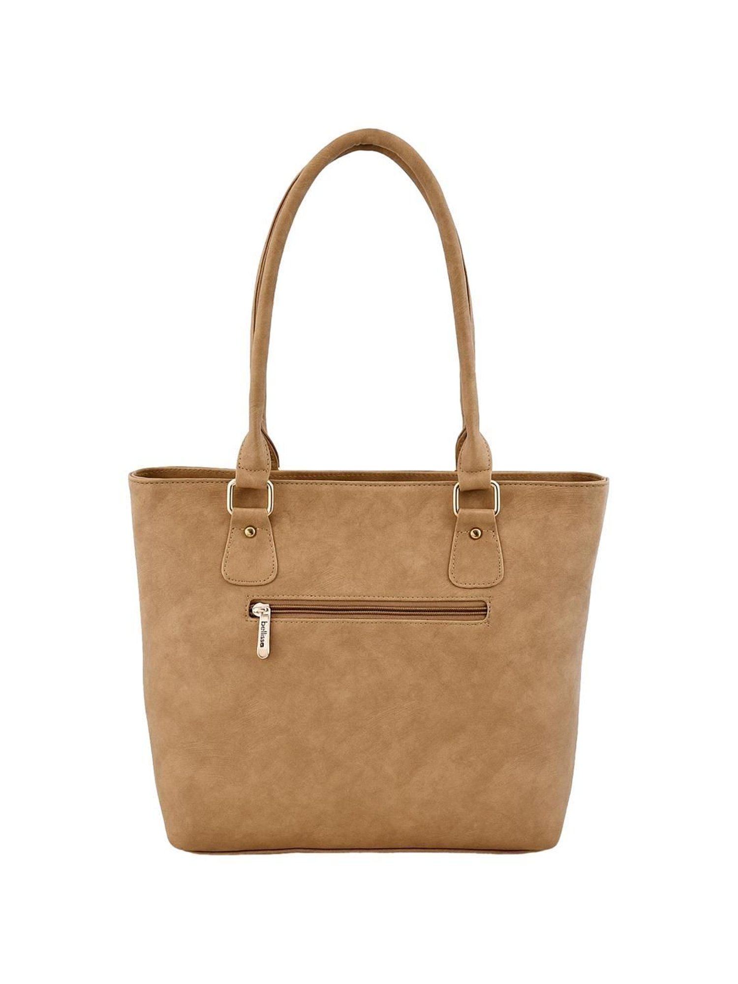 Bellissa Beige Solid Medium Shoulder Handbag